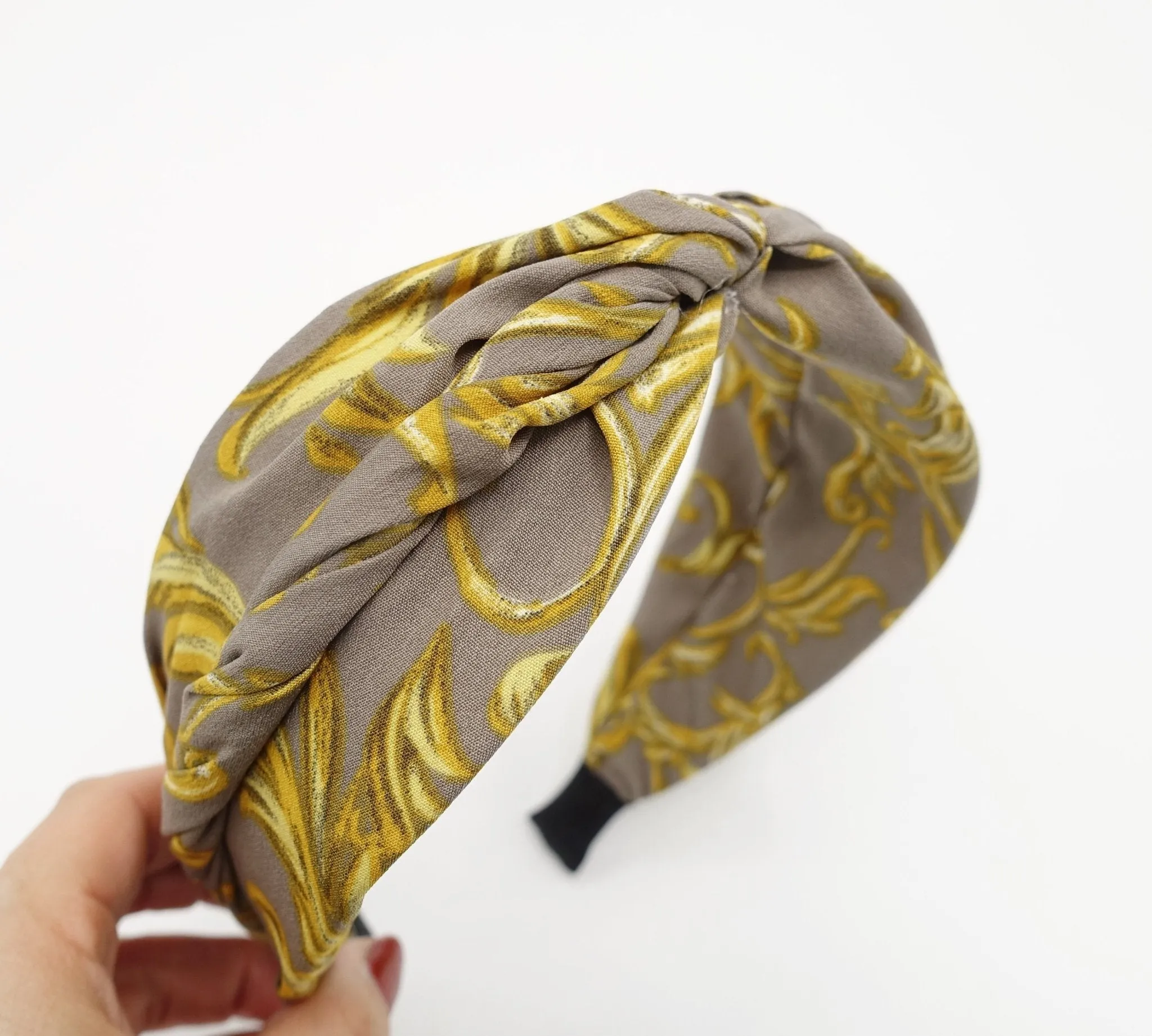 golden baroque print cross headband stylish hair accessory for women