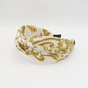 golden baroque print cross headband stylish hair accessory for women