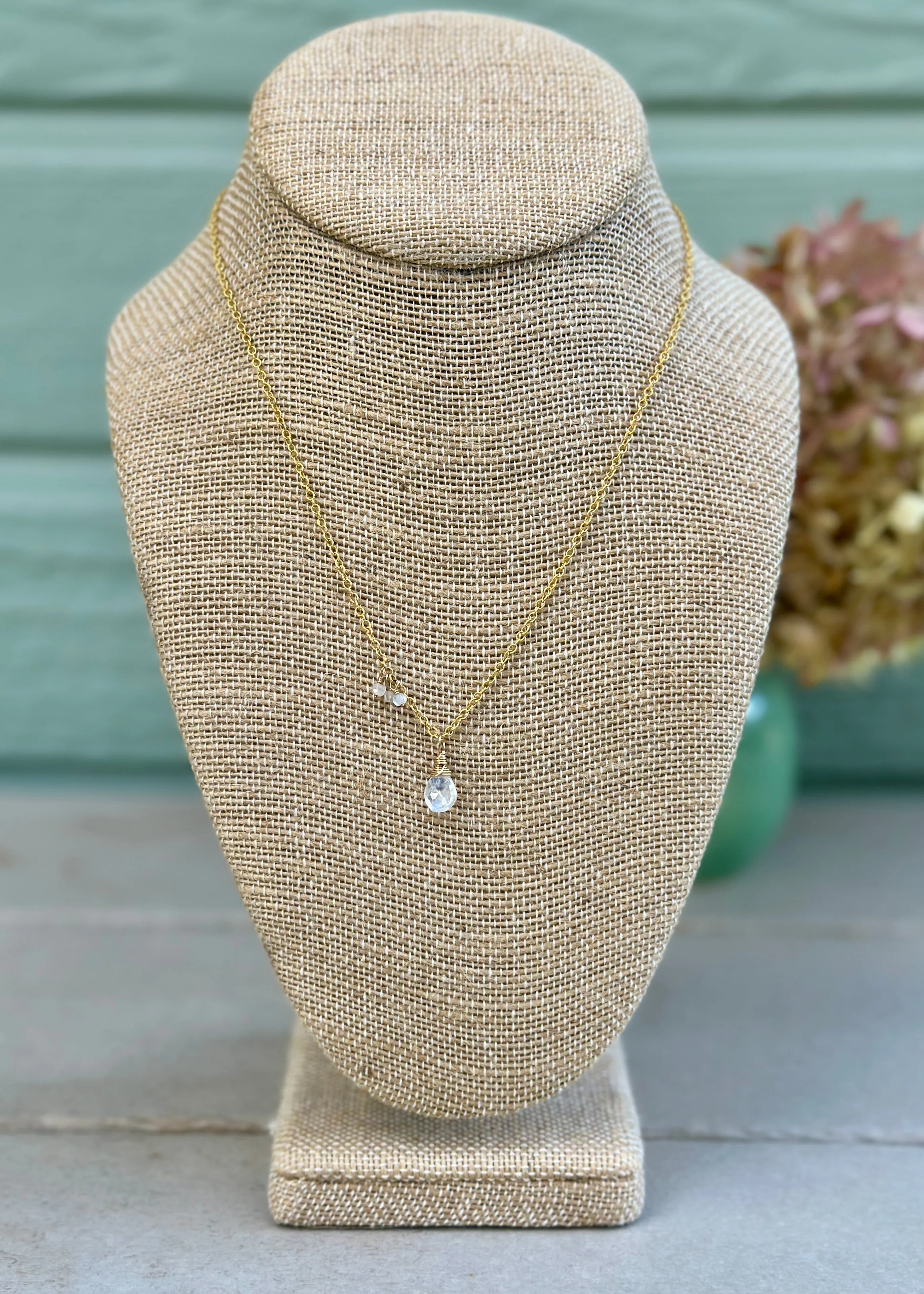 Golden Moonstone Drop Necklace