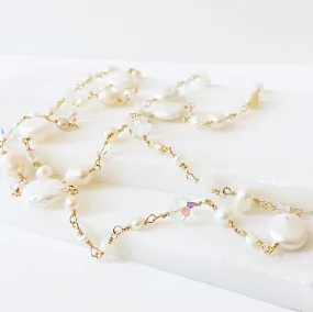 Golden Pearl Beaded Chain Necklace