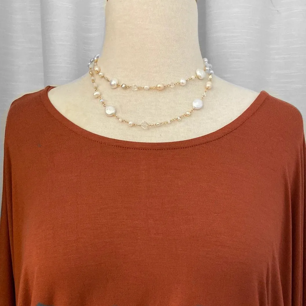 Golden Pearl Beaded Chain Necklace