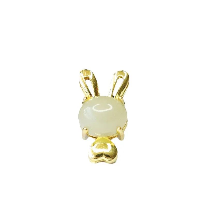 Golden Rabbit Pendant crafted with natural Hetian Jade