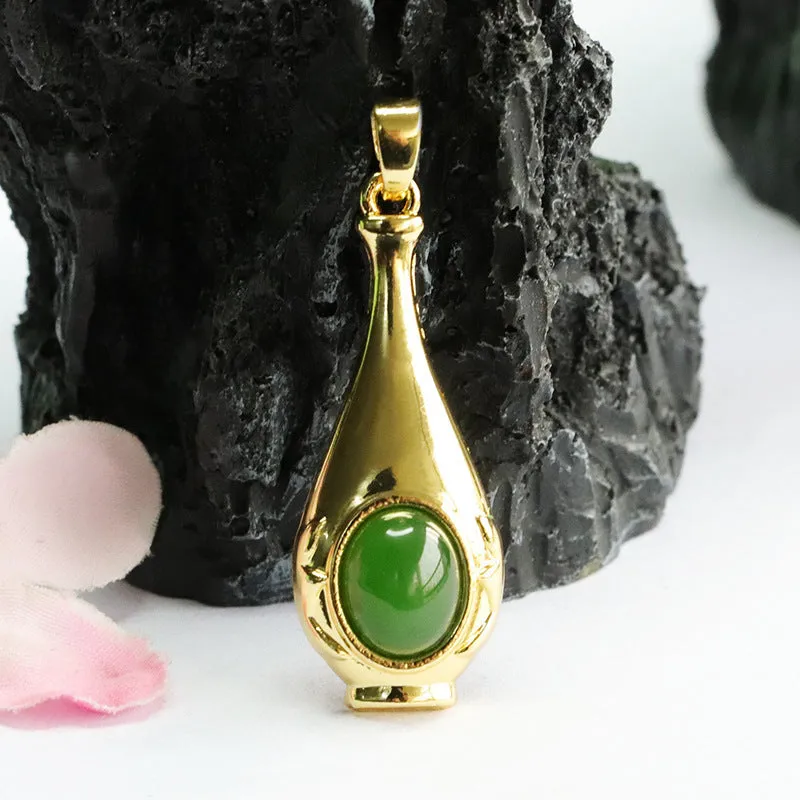 Green Jade Bottle Pendant crafted with Hetian Jade Jasper