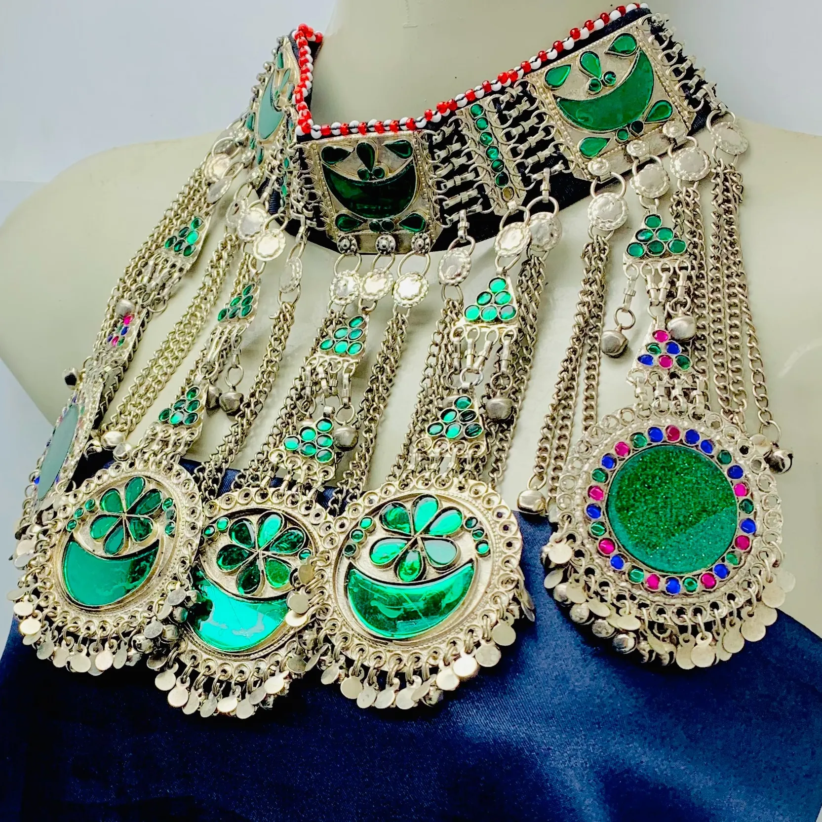 Green Kuchi Tribal Big Choker Necklace