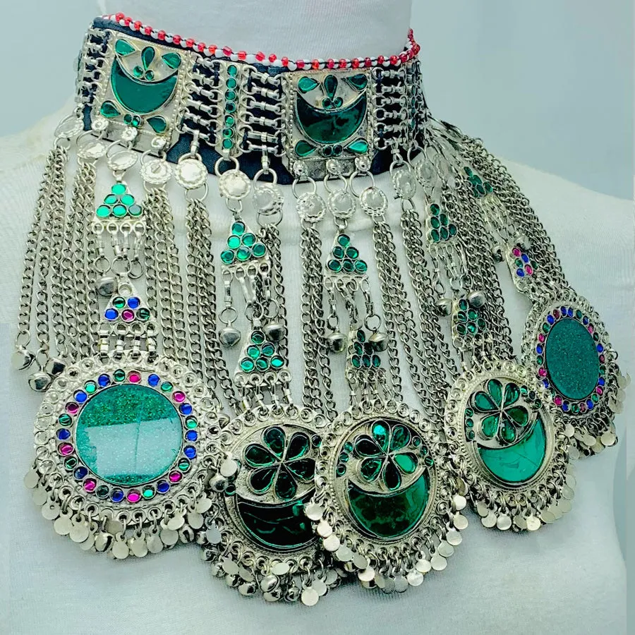 Green Kuchi Tribal Big Choker Necklace