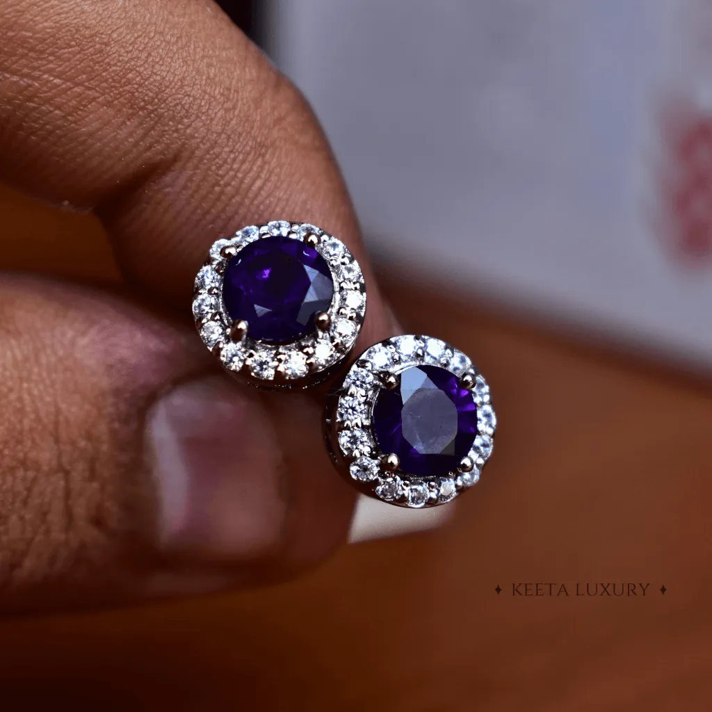 Halo Bridal - Amethyst Earrings