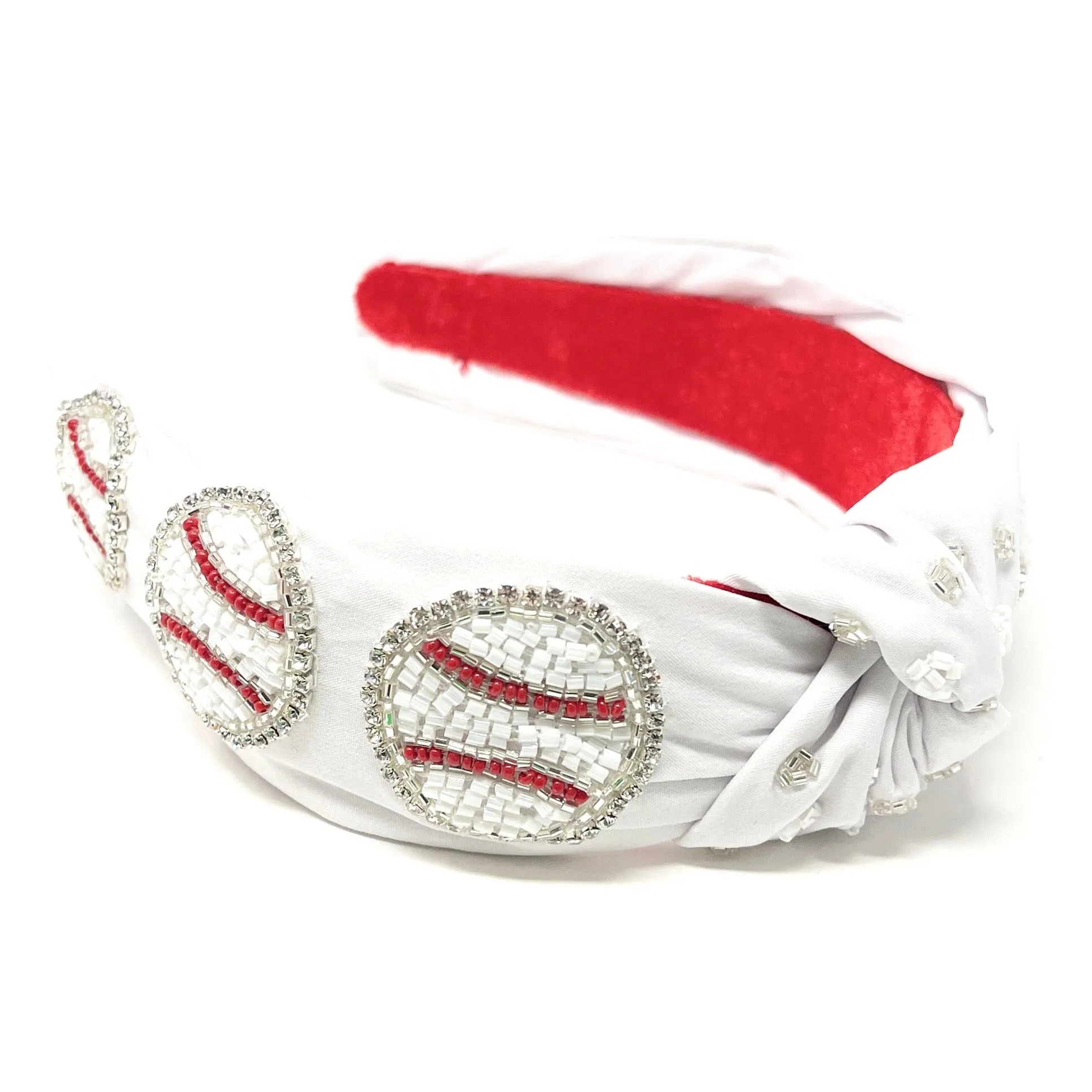 Hand Beaded Baseball Jeweled Knot Headband