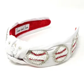 Hand Beaded Baseball Jeweled Knot Headband