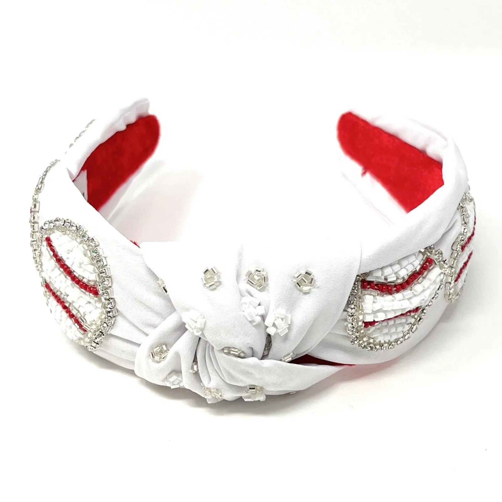 Hand Beaded Baseball Jeweled Knot Headband