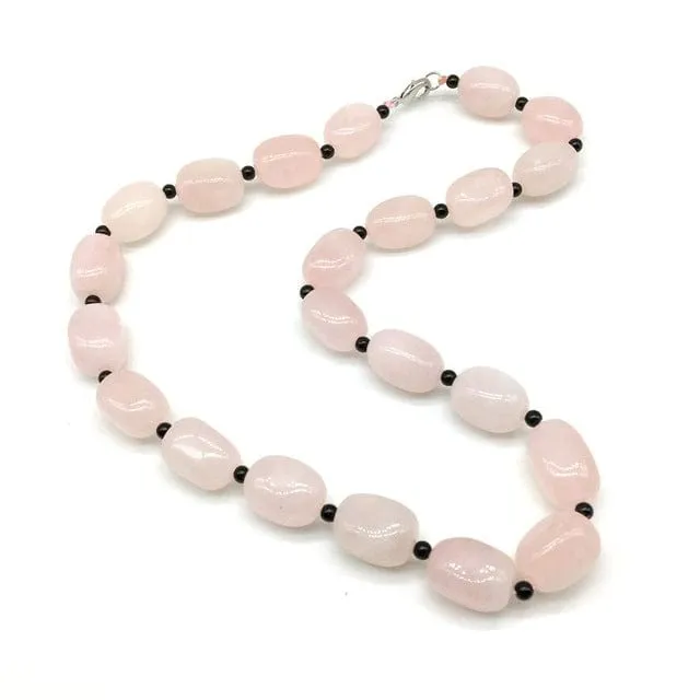 Hand-made Gradient Natural Stone Birthstone Necklaces Mottled Beads Size 9x12 mm to 16x24mm