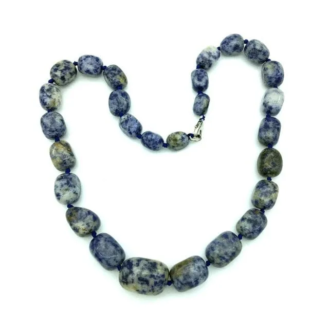 Hand-made Gradient Natural Stone Birthstone Necklaces Mottled Beads Size 9x12 mm to 16x24mm