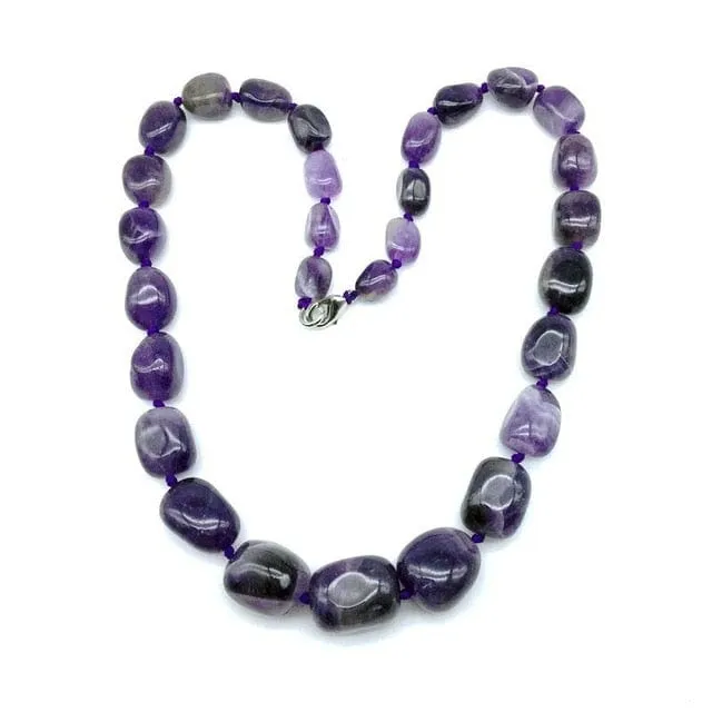 Hand-made Gradient Natural Stone Birthstone Necklaces Mottled Beads Size 9x12 mm to 16x24mm