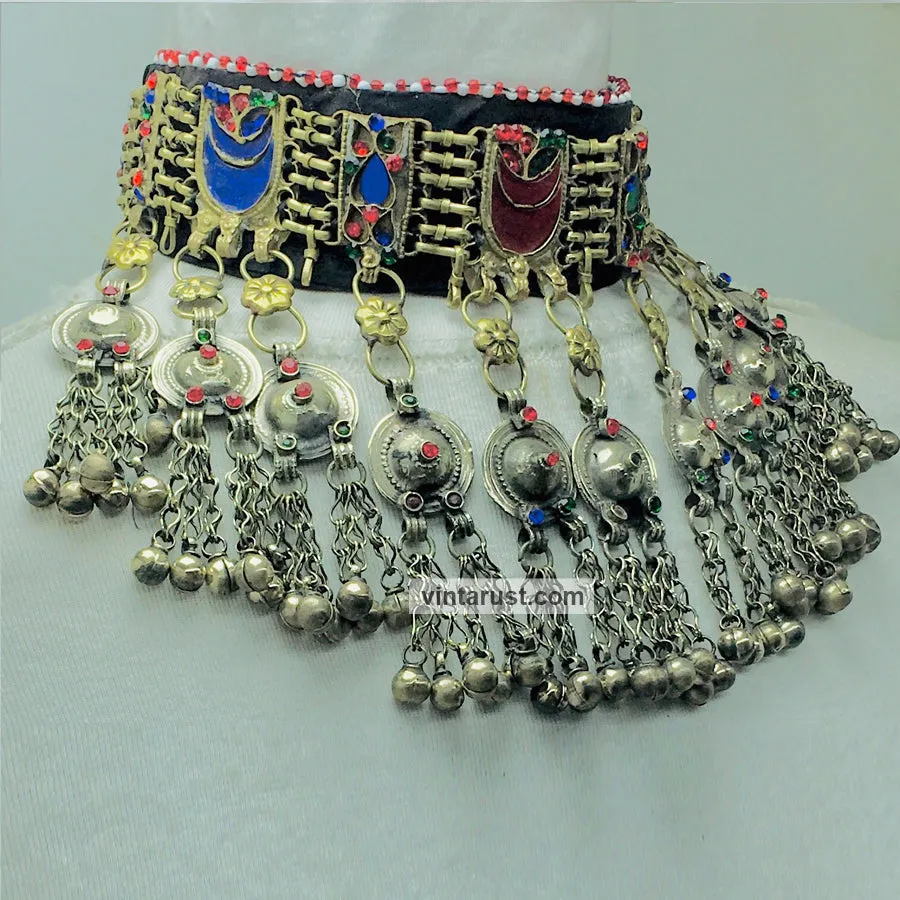 Handcrafted Collar Choker Necklace With Dangling Bells