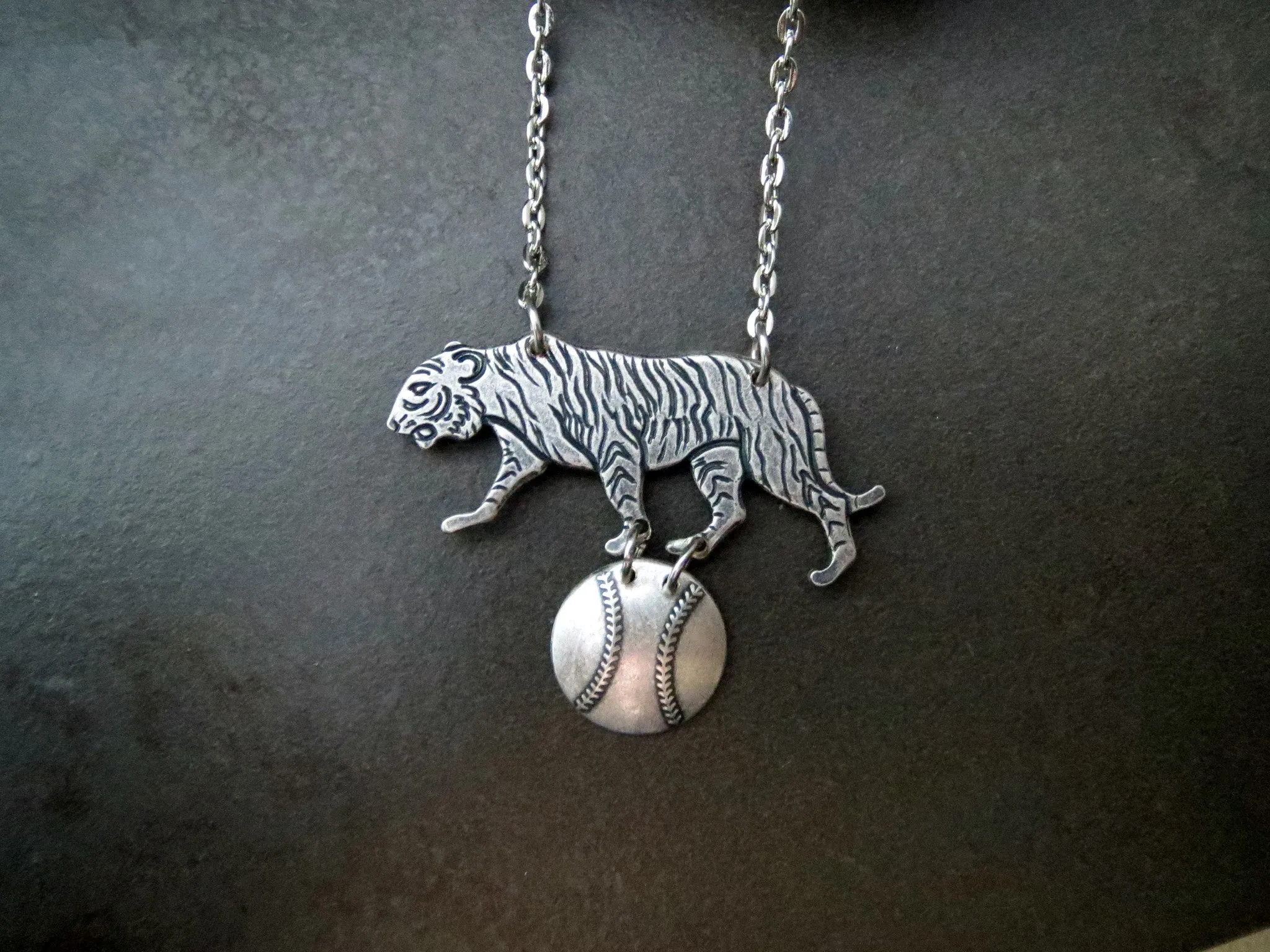 Handmade Detroit Tigers Baseball Necklace