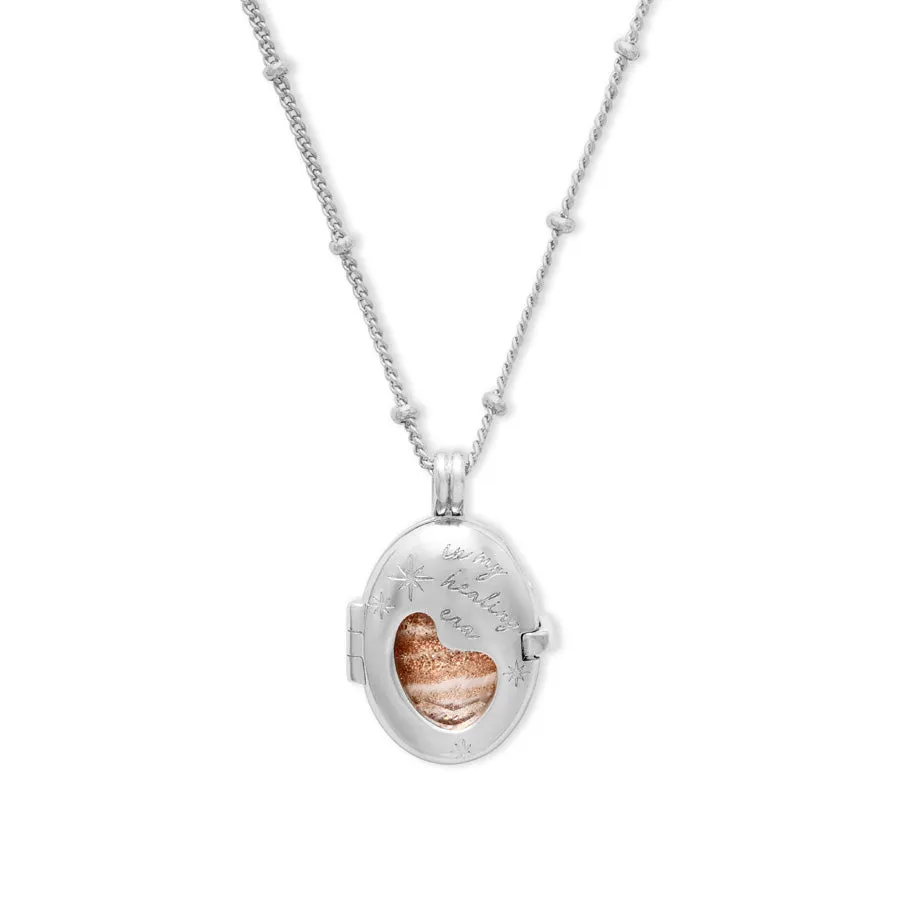 Healing Citrine Quartz Silver Locket Necklace