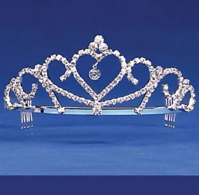 Heart Shaped Tiara with Hanging Jewel