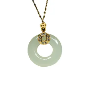 Hetian Jade Fortune Necklace in Sterling Silver