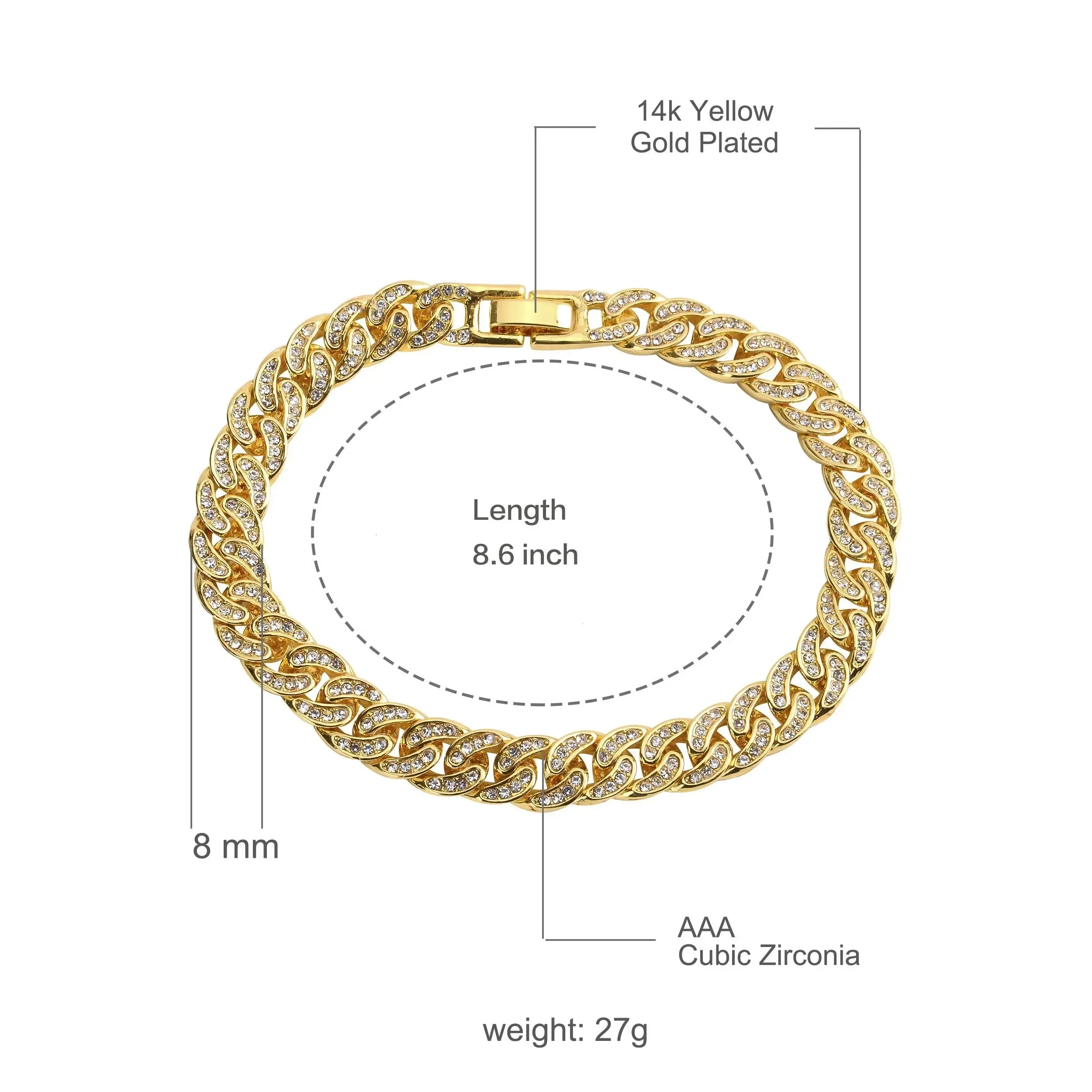 Iced Out 8 MM Cuban Link Bling Bracelet by Bling Master