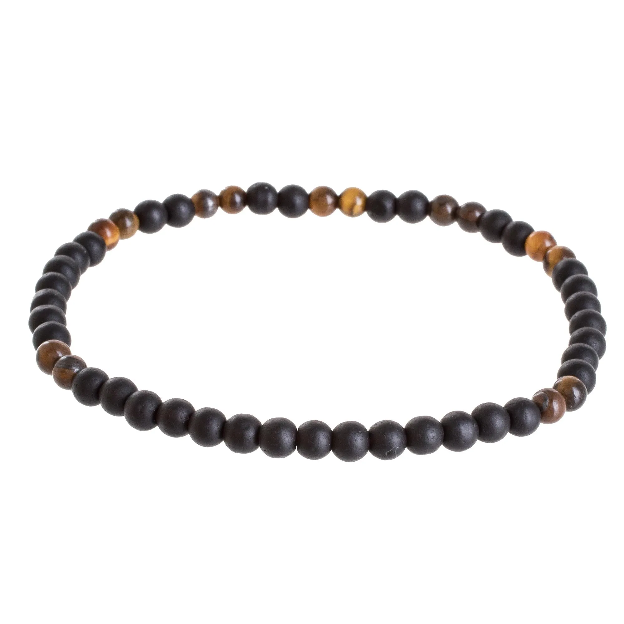 Impassioned Men's Onyx and Tiger's Eye Beaded Stretch Bracelet