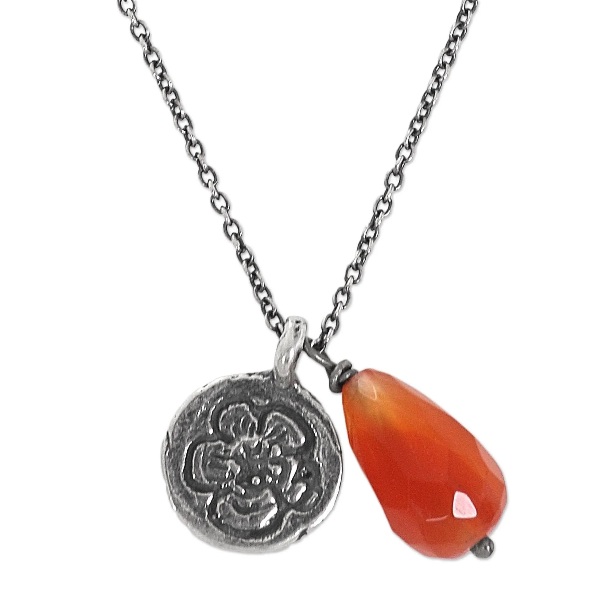 Inspiring Sunflower Carnelian Pendant Necklace