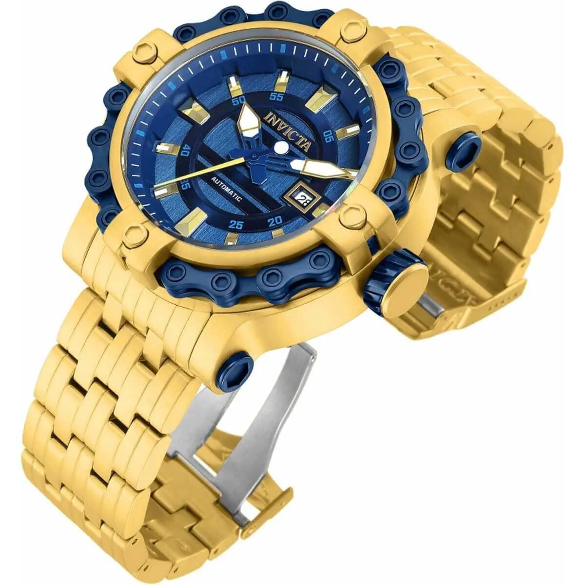 Invicta Men's Automatic Watch - Excursion Blue Dial Yellow Gold SS Bracelet | 32565