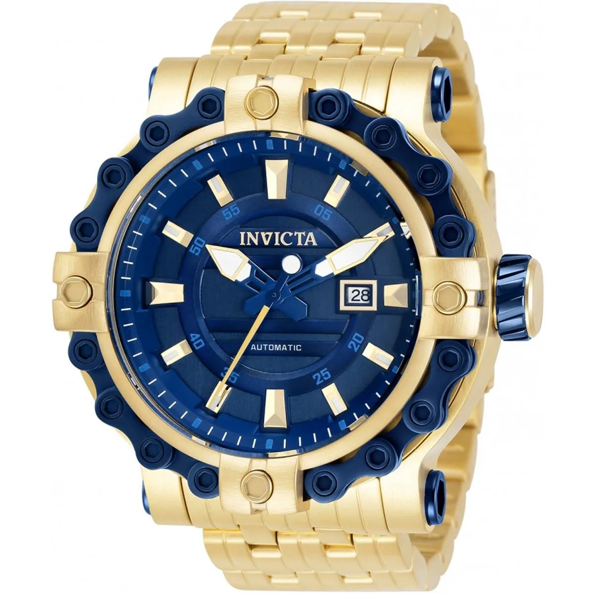 Invicta Men's Automatic Watch - Excursion Blue Dial Yellow Gold SS Bracelet | 32565