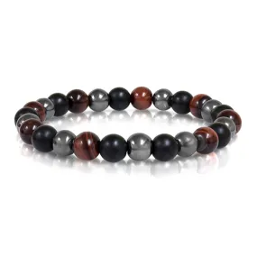 Italgem Red Tiger Eye Black Hematite Black Matte Onyx Bead Bracelet