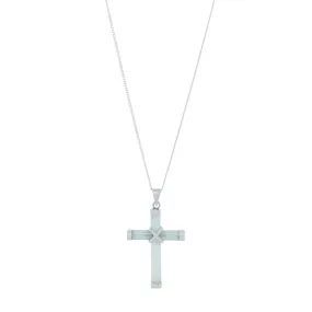 Jade Cross Necklace in Sterling Silver