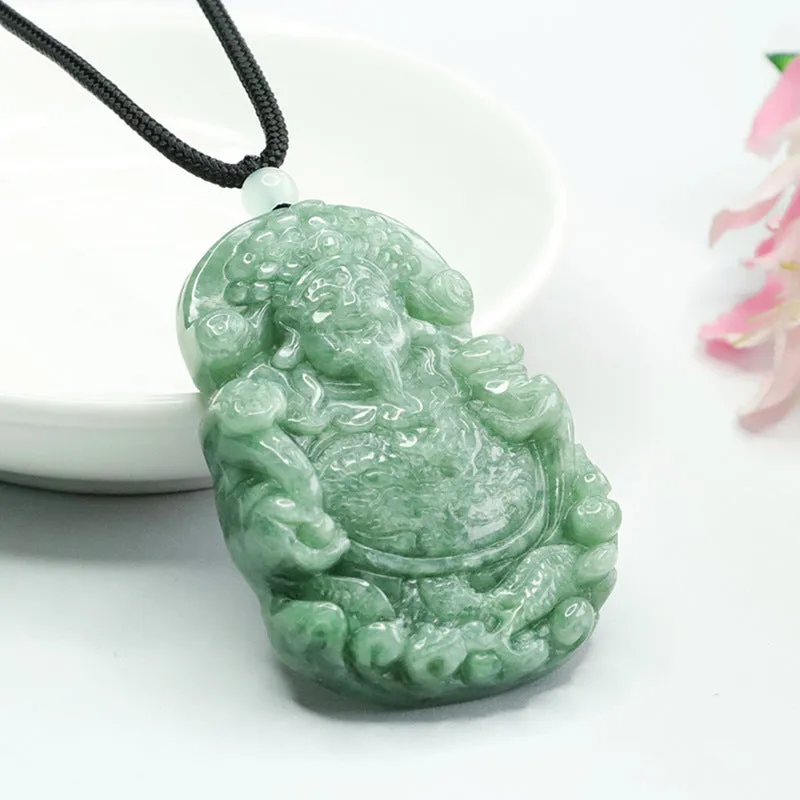 Jade Pendant of Wealth in Full Green Myanmar A-grade Jade