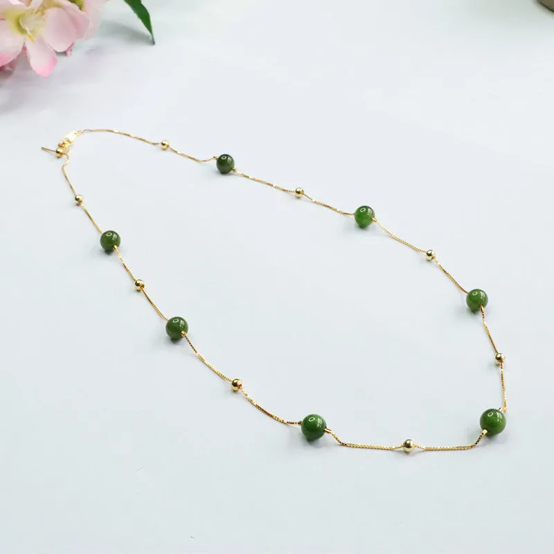 Jasper Stone Sterling Silver Necklace with Hotan Jade Beads