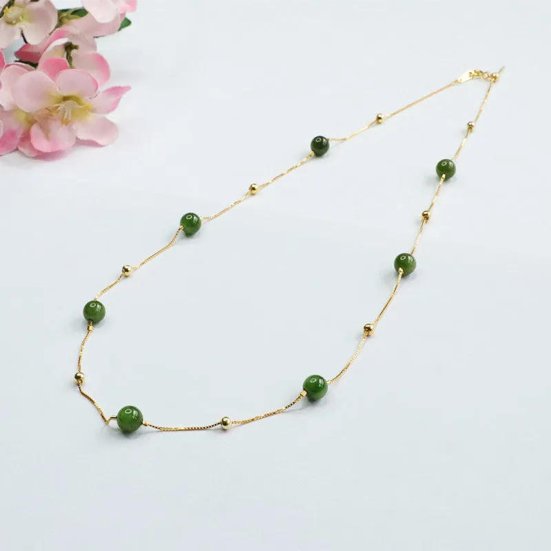 Jasper Stone Sterling Silver Necklace with Hotan Jade Beads