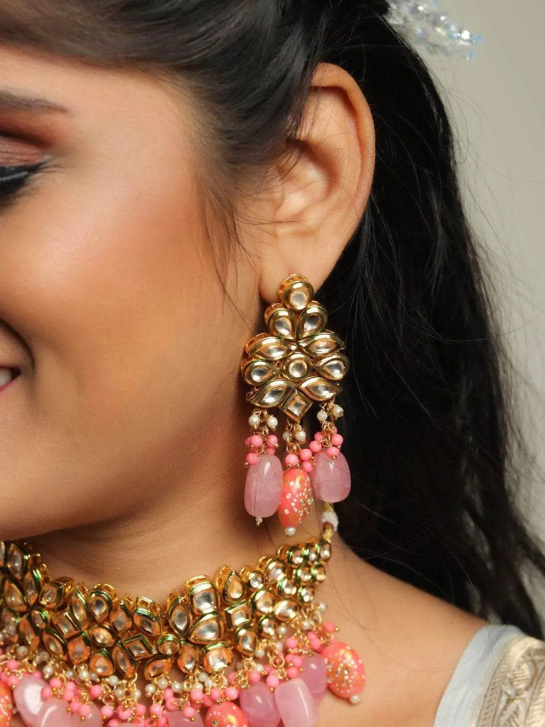 Kundan Semi Precious Choker Light Pink