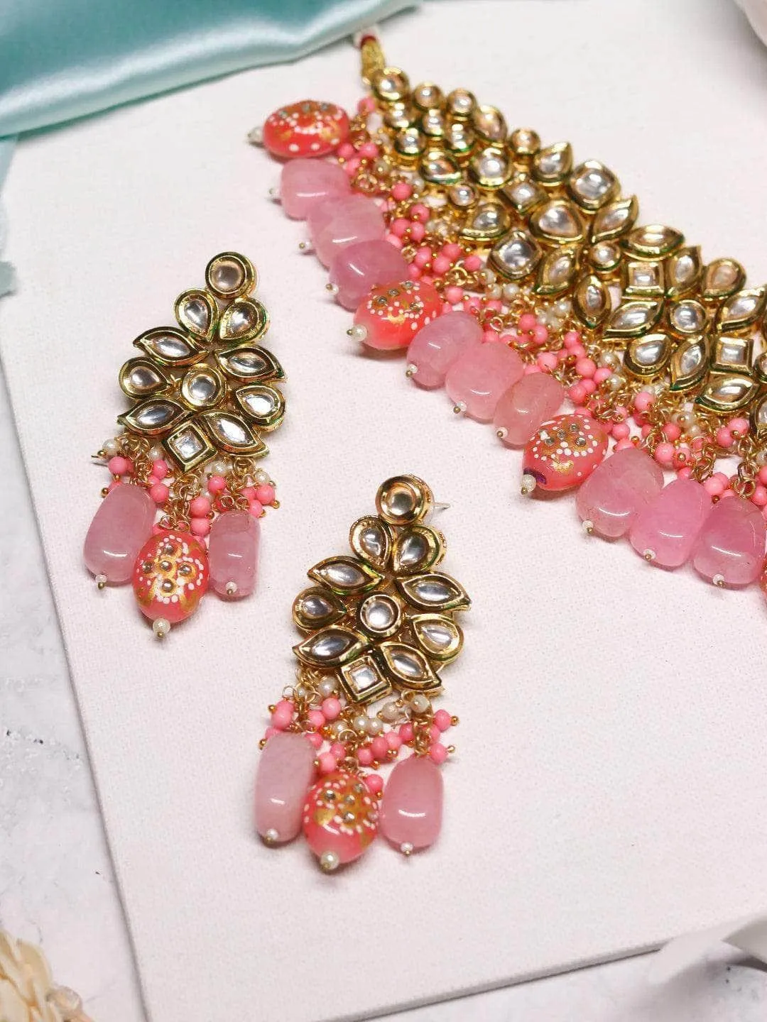 Kundan Semi Precious Choker Light Pink