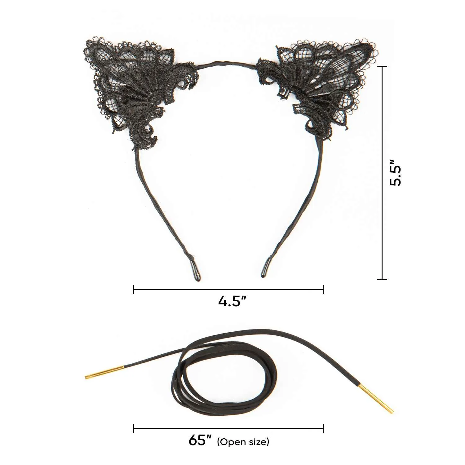 Lace Cat Ears Headband and Choker Set - Cat Ears Headband with Choker - FUNCREDIBLE