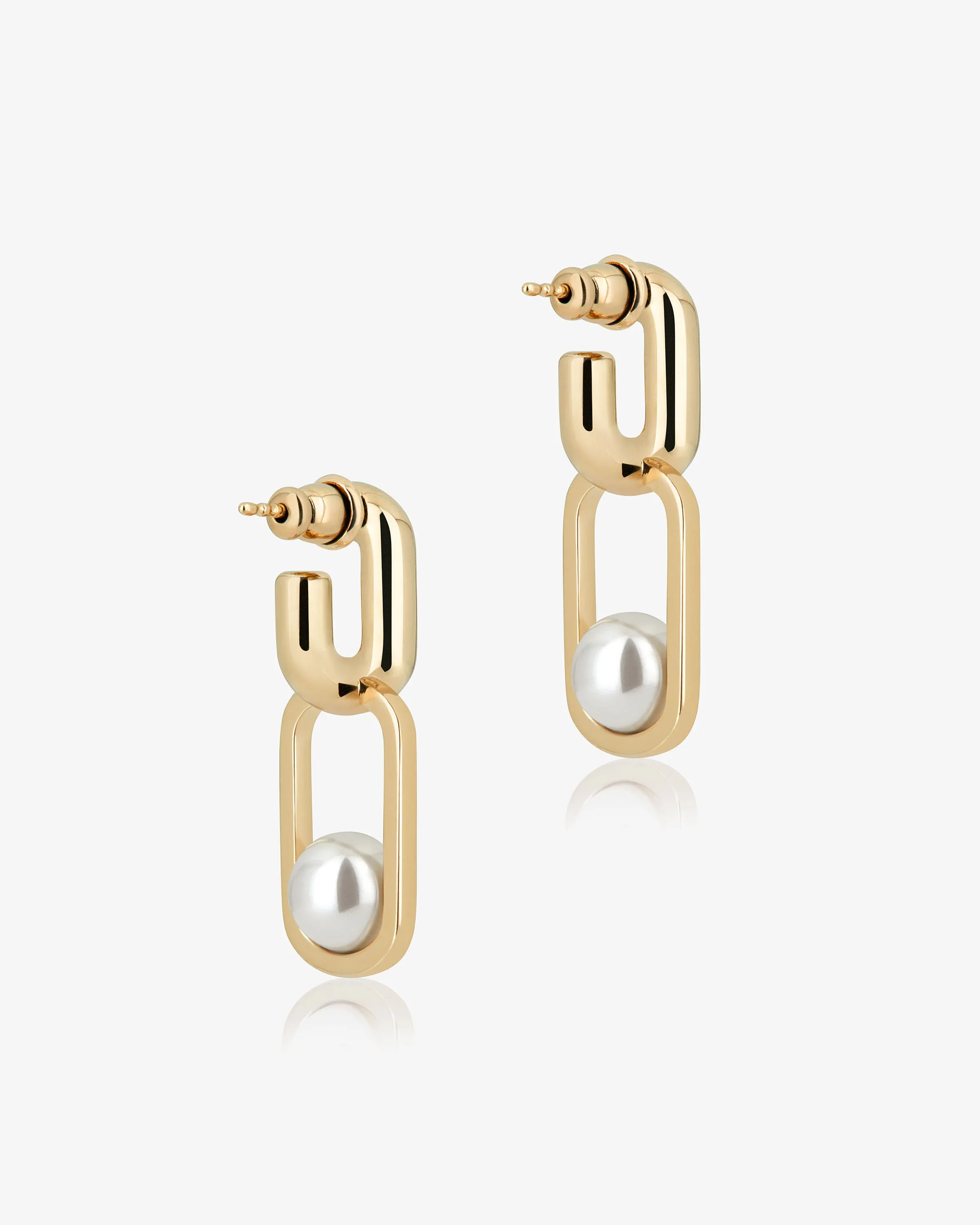 Lana Pearl Drop Earrings - 22 Carat Gold Gilded