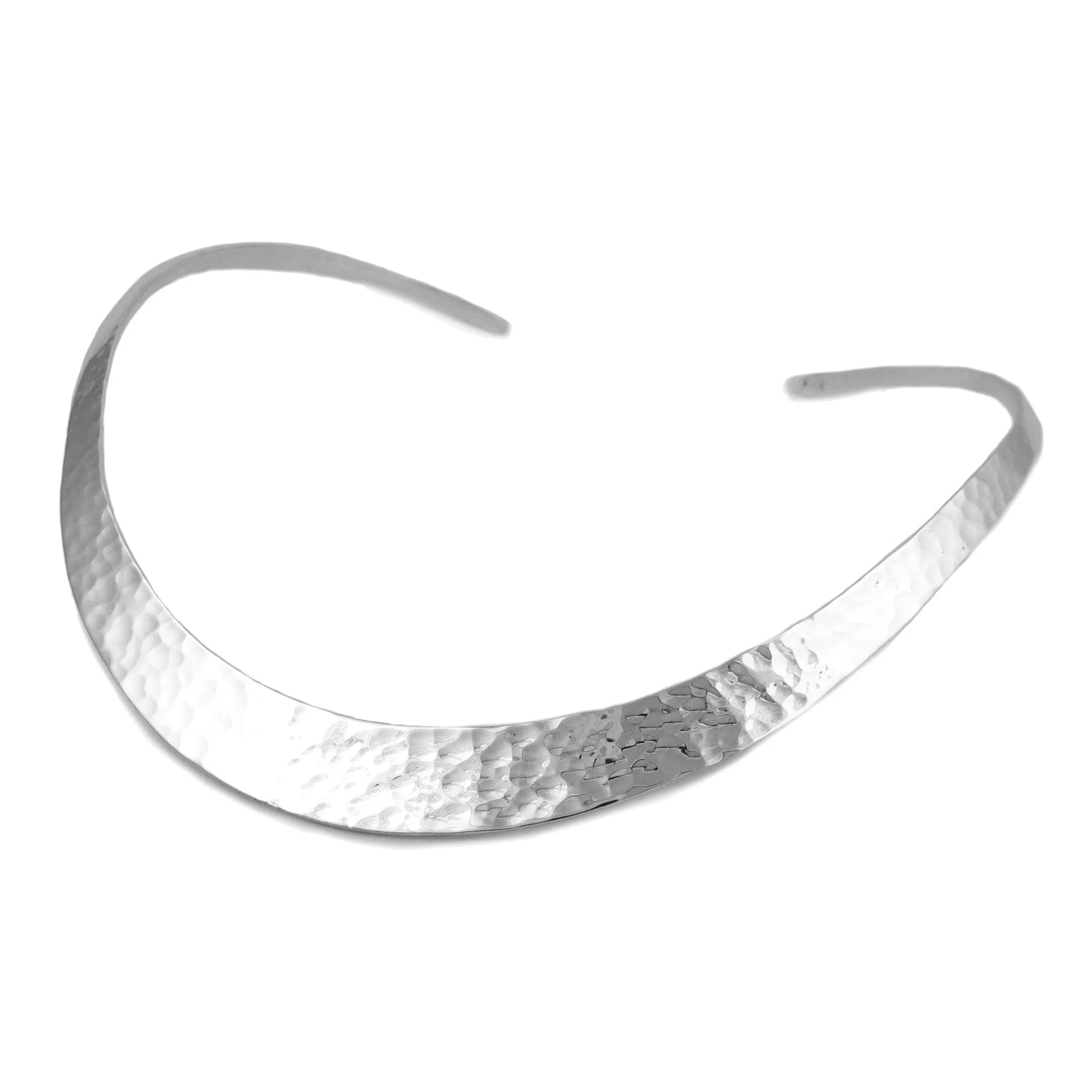 Large Hammered Torc 925 Sterling Silver Choker Necklace