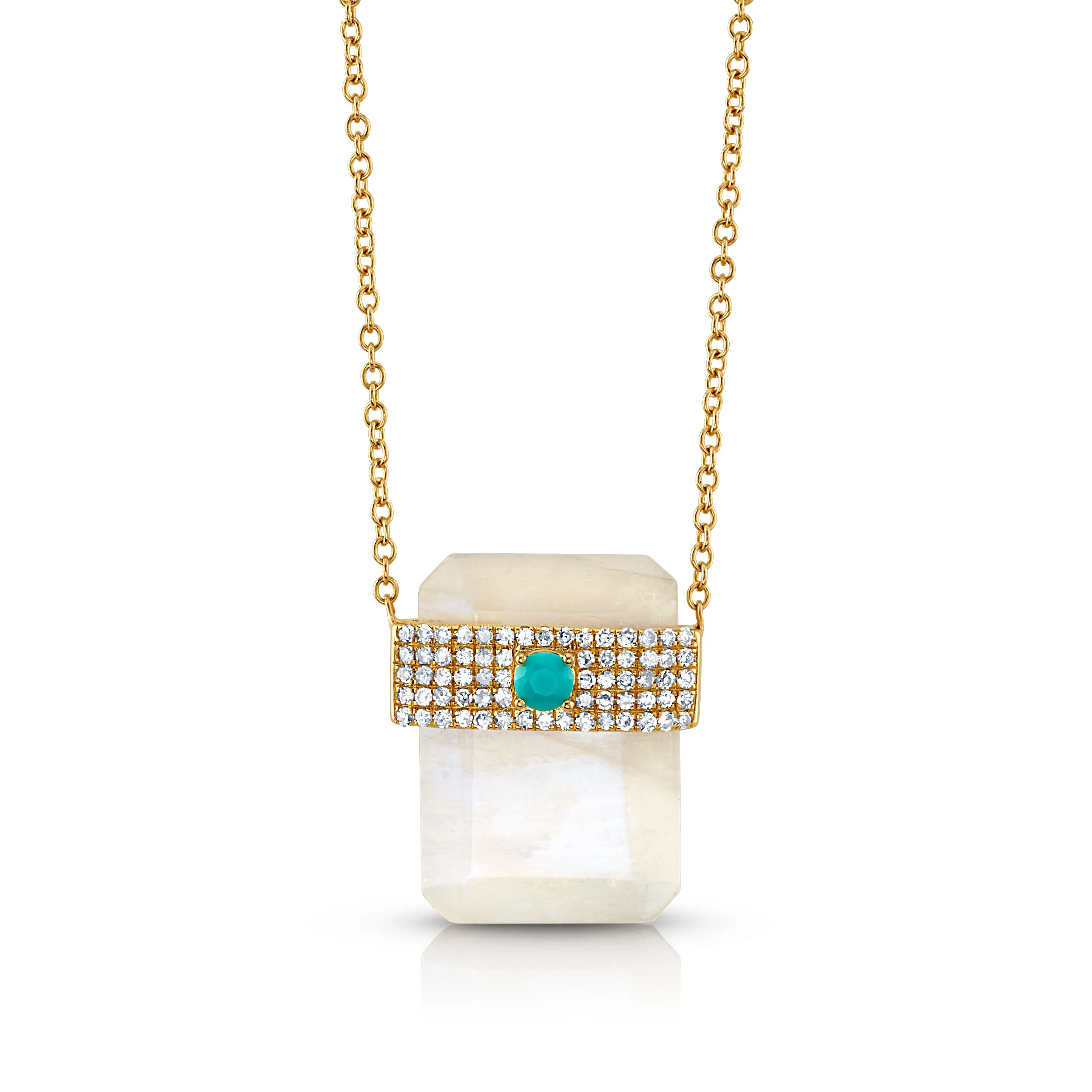 LARGE ODYSSEY MOONSTONE & DIAMOND TURQUOISE NECKLACE, 14kt Gold