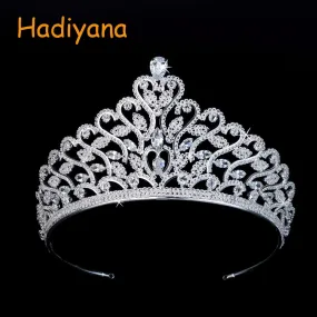 Latest Bridal Heart Crown Major Tiaras With Bright Cubic Zirconia