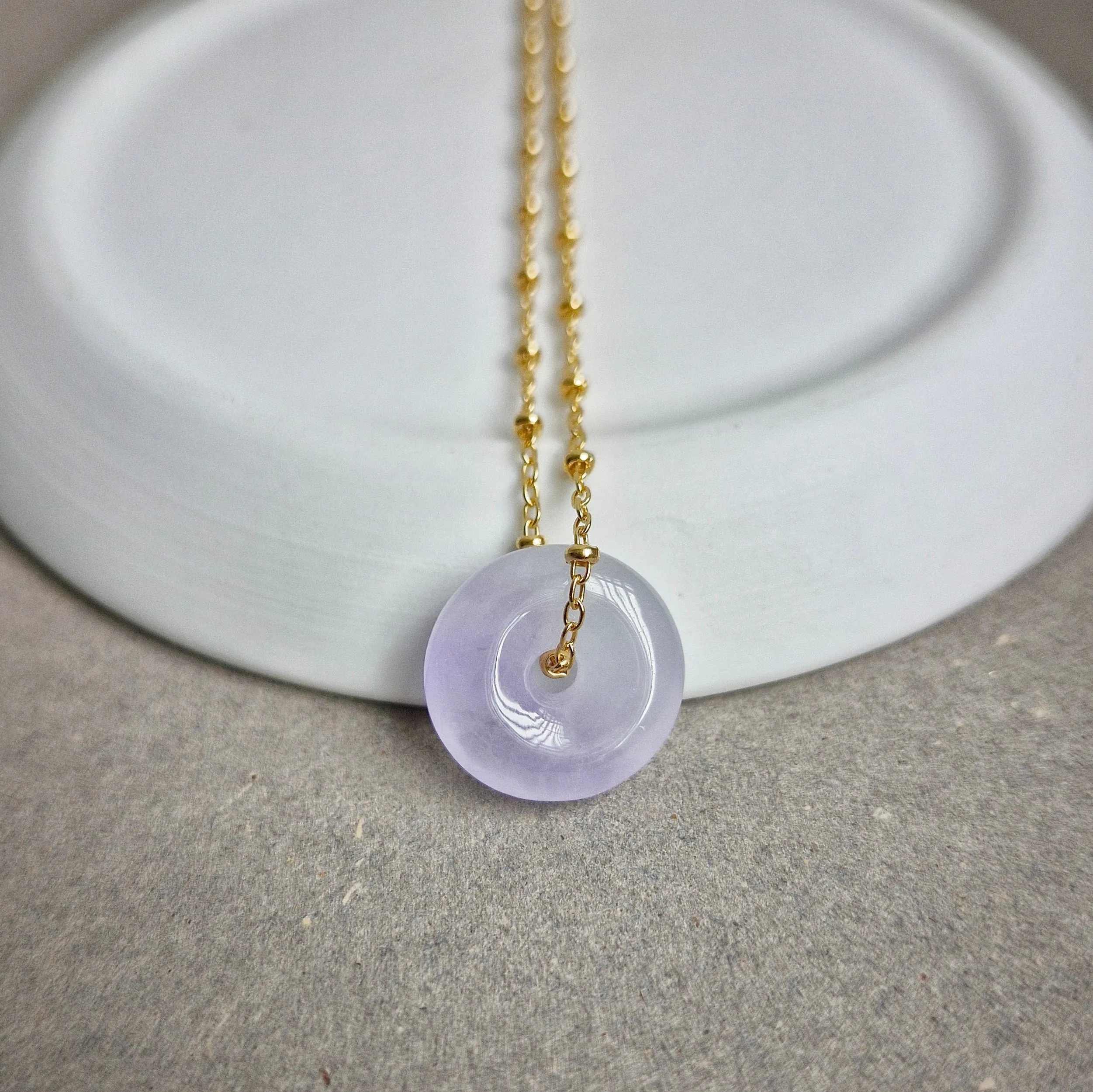 Lavender Jade Donut Necklace | 14k Gold-filled