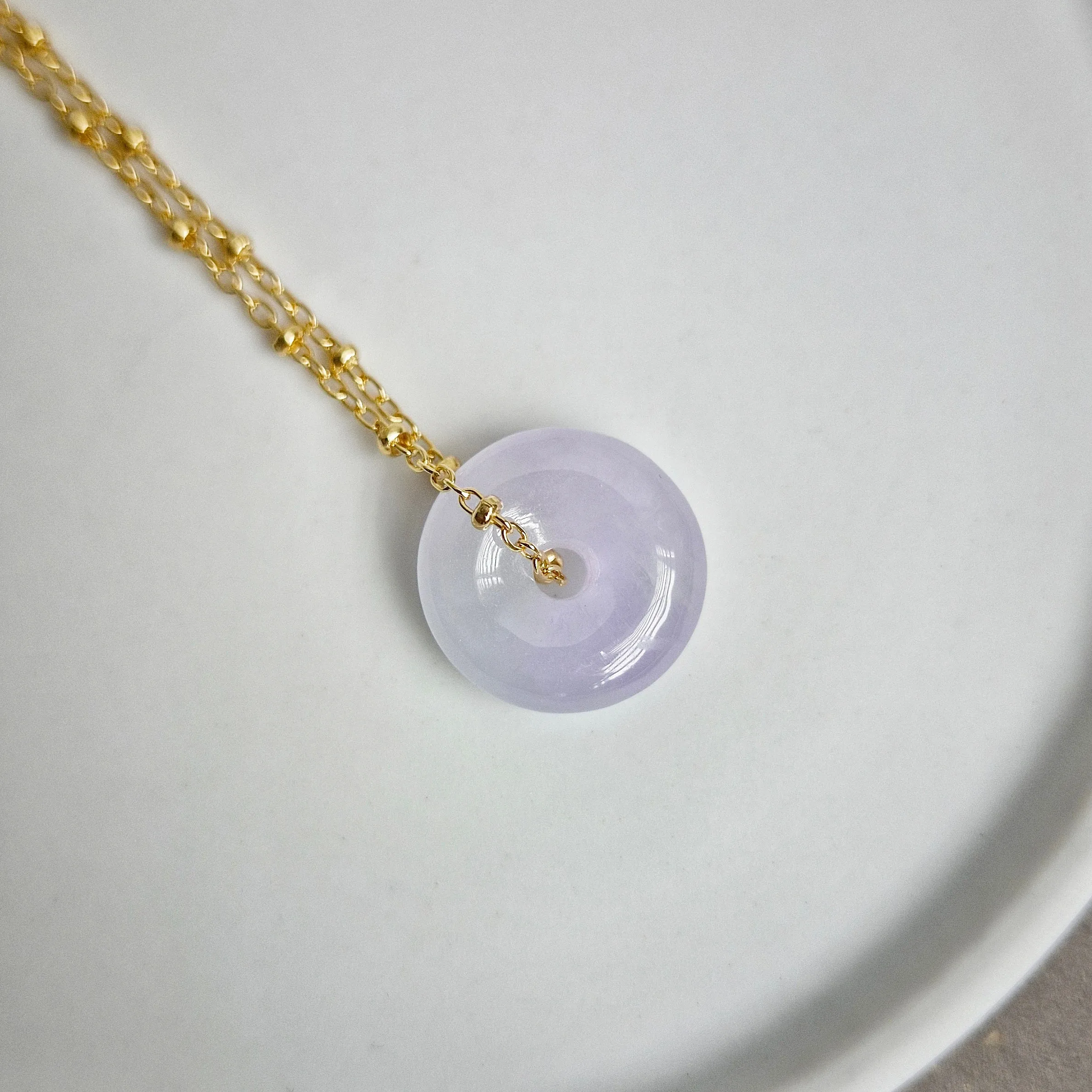 Lavender Jade Donut Necklace | 14k Gold-filled