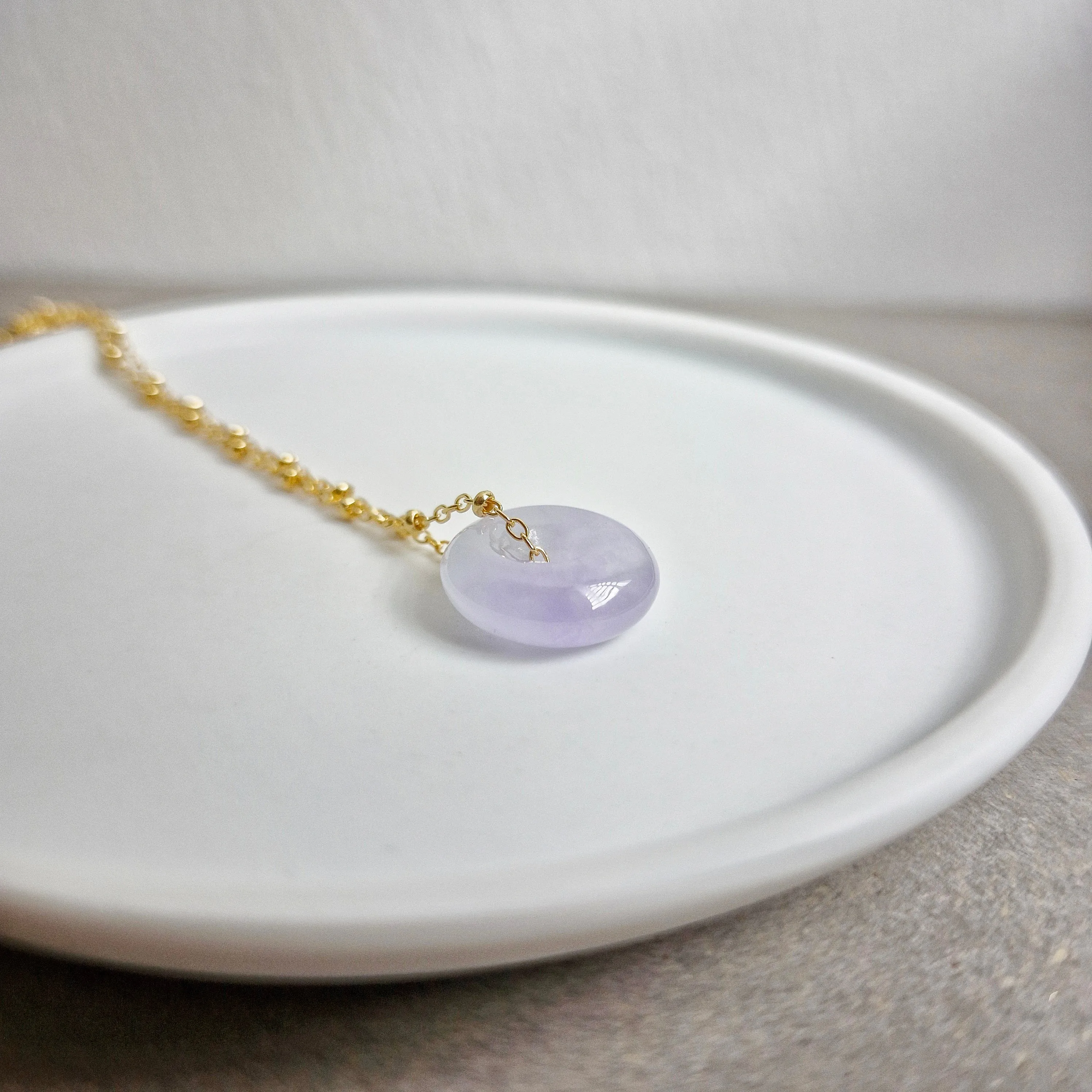 Lavender Jade Donut Necklace | 14k Gold-filled