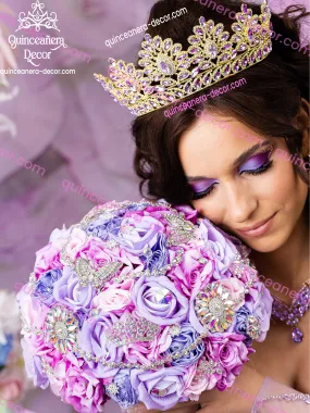 Lavender with gold tiaras para quinceañeras