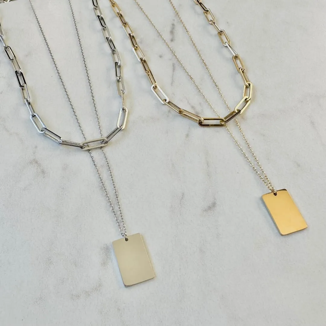 Layered Paperclip Chain Necklace Set