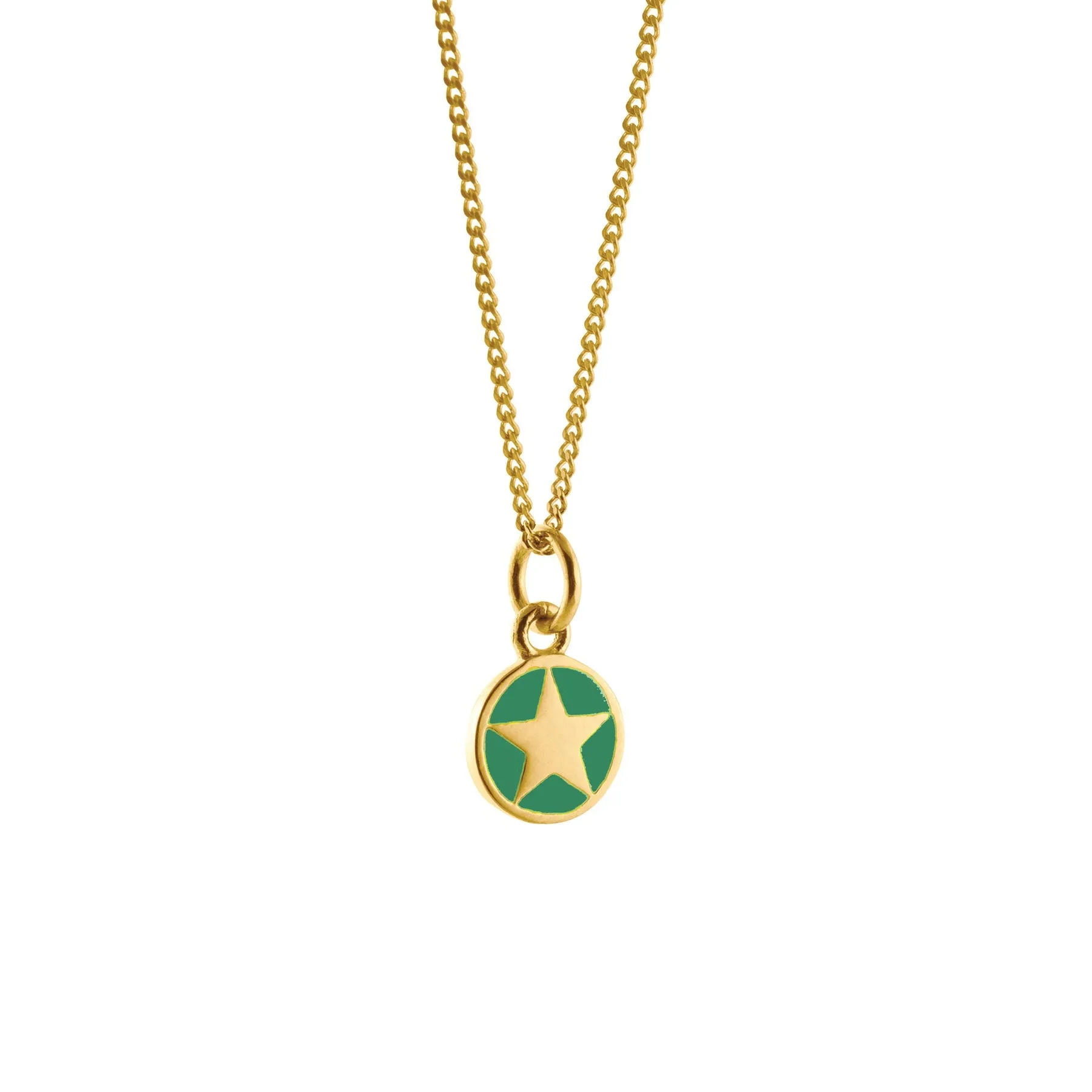 Lime Tree Mini Enamel Gold Vermeil Star Necklace - Green or Jade