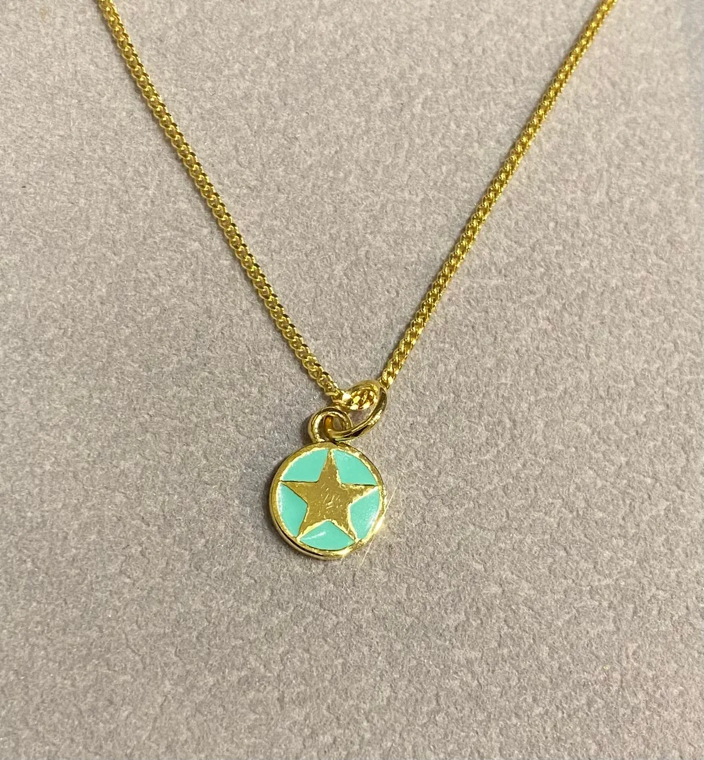 Lime Tree Mini Enamel Gold Vermeil Star Necklace - Green or Jade