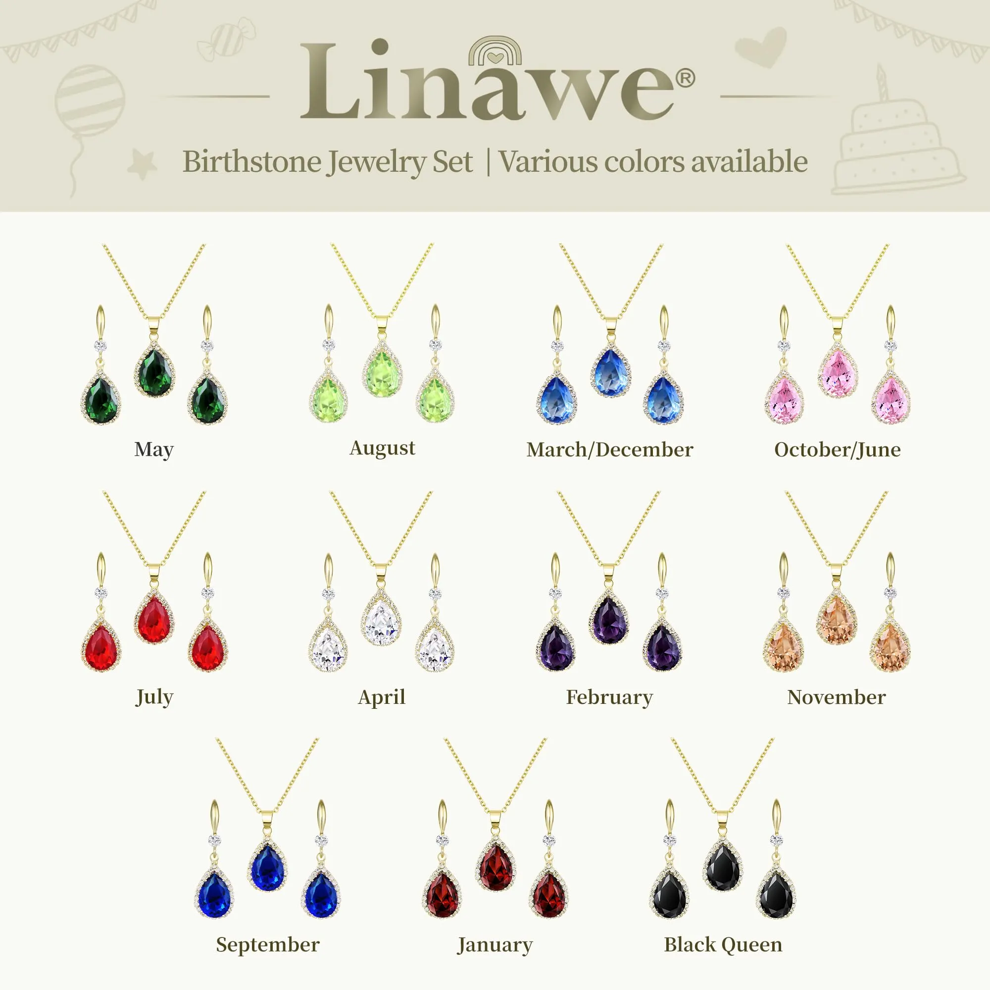 Linawe Black Crystal Gold Chain Necklace for Women Trendy Diamond Pendant