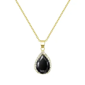 Linawe Black Crystal Gold Chain Necklace for Women Trendy Diamond Pendant