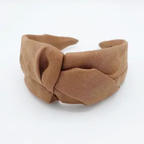 Linen blend headband front cross twist hairband solid hair accessory for women