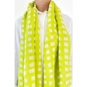 Linen Scarf - Blocks Lime