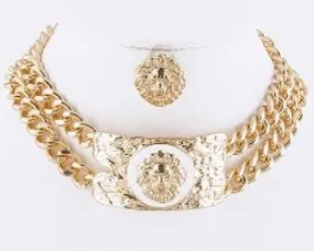 Lion Choker Necklace and Earring Set